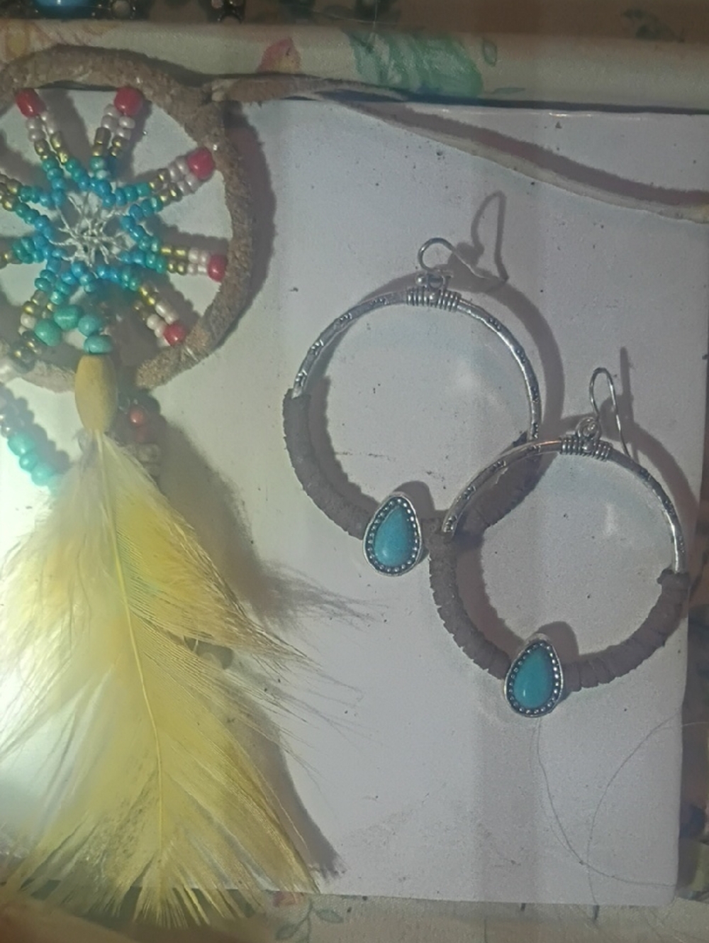 Turquoise Teardrop Hoop Earrings - Women Jewelry